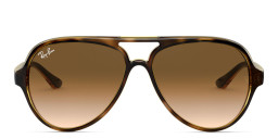 Shop Ray-Ban Cats 5000 Pilot Sunglasses in Light Havana/Clear Gradient Brown online.