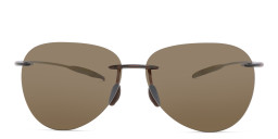 Shop Maui Jim Sugar Beach Unisex Rimless Aviator Sunglasses in Brown online.