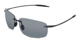 Shop Maui Jim Break Wall Unisex Rimless Rectangle Sunglasses in Black online.
