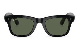 Shop Ray-Ban Meta Wayfarer Unisex Square Sunglasses in Shiny Black/G 15 Green online.