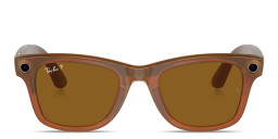 Shop Ray-Ban Meta Wayfarer Unisex Square Sunglasses in Shiny Caramel online.