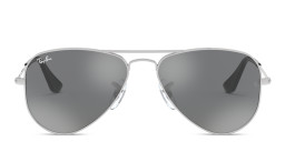 Ray-Ban Junior Kids Aviator Sunglasses in Metal in Silver/Grey – Product Photo 1