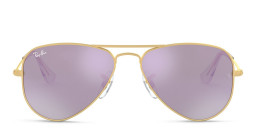 Ray-Ban Junior Kids Aviator Sunglasses in Metal in Gold/Lillac Flash – Product Photo 3