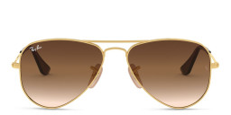 Ray-Ban Junior Kids Aviator Sunglasses in Metal in Gold/Brown Gradient – Product Photo 4