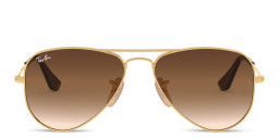 Ray-Ban Junior Kids Aviator Sunglasses in Metal in Polished Gold/Brown Gradient – Product Photo 4
