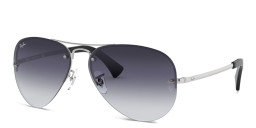 Shop Ray-Ban Unisex Half-Rim Pilot Sunglasses in Silver online.