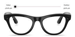 Shop Ray-Ban Meta Skyler Transitions® Unisex Cat-Eye Sunglasses in Shiny Black/Transitions Graphite Green online.