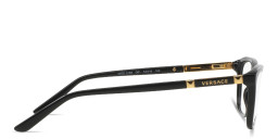 Shop VERSACE Logo Lettering Cat-Eye Eyeglasses in Black online.
