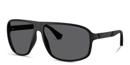 Shop Emporio Armani Eagle Logo Square Sunglasses in Black online.