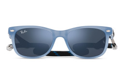 Ray-Ban Junior Kids New Wayfarer Square Sunglasses in Opal Blue/Blue – Product Photo 4