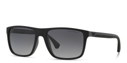 Shop Emporio Armani Square Sunglasses in Rubber Black & Grey online.