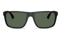 Shop Emporio Armani Square Sunglasses in Matte Black/Dark Green online.