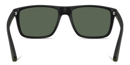 Shop Emporio Armani Logo Square Sunglasses in Matte Black online.