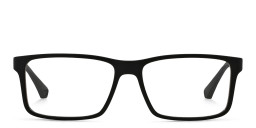 Emporio Armani Wide Rectangle Eyeglasses in Rubber Black – Product Photo 1