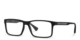 Emporio Armani Rectangle Eyeglasses in Rubber Black – Product Photo 3
