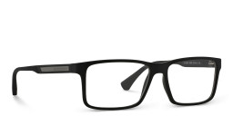 Emporio Armani Rectangle Eyeglasses in Rubber Black – Product Photo 5