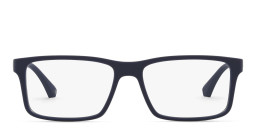 Emporio Armani Wide Rectangle Eyeglasses in Dark Blue Rubber – Product Photo 3