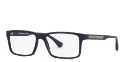 Emporio Armani Wide Rectangle Eyeglasses in Dark Blue Rubber – Product Photo 3