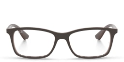 Shop Ray-Ban Unisex Rectangle Eyeglasses in Transparent Brown online.