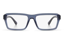 Shop Emporio Armani Wide Rectangle Eyeglasses in Shiny Transparent Blue online.
