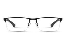 Shop Emporio Armani Logo-Engraved Half-Rim Rectangle Eyeglasses in Rubber Black online.
