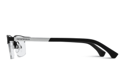 Shop Emporio Armani Logo-Engraved Half-Rim Rectangle Eyeglasses in Rubber Black online.