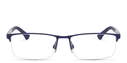 Shop Emporio Armani Half Rim Rectangle Eyeglasses in Rubber Blue online.