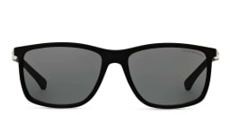 Shop Emporio Armani Rectangle Sunglasses in Rubber Black/Grey online.
