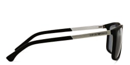 Shop Emporio Armani Rectangle Sunglasses in Rubber Black online.
