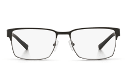 Shop Armani Exchange A|X Logo Rectangle Eyeglasses in Black online.