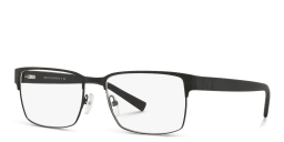 Shop Armani Exchange A|X Logo Rectangle Eyeglasses in Black online.
