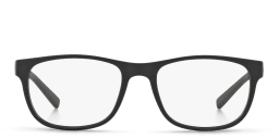 Shop Armani Exchange A|X Logo Square Eyeglasses in Black online.