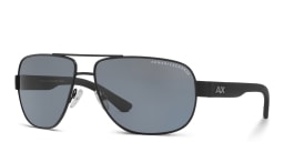 Shop Armani Exchange A|X Logo Wide Aviator Sunglasses in Black online.