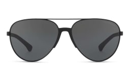 Shop Emporio Armani Pilot Sunglasses in Matte Black online.