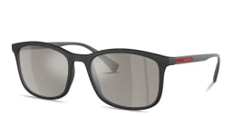 Shop Prada Linea Rossa Lifestyle Rectangle Sunglasses in Black online.