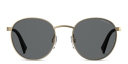 Shop Polaroid Unisex Round Sunglasses in Gold/Grey online.