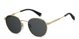 Shop Polaroid Unisex Round Sunglasses in Gold online.