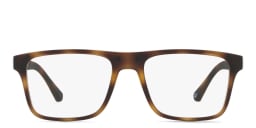 Shop Emporio Armani Rectangle Eyeglasses in Brown online.
