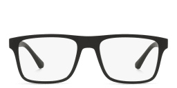 Shop Emporio Armani Rectangle Eyeglasses in Rubber Black online.
