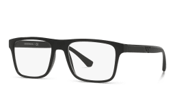Shop Emporio Armani Rectangle Eyeglasses in Rubber Black online.