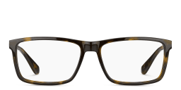 Shop Tommy Hilfiger Wide Rectangle Eyeglasses in Havana online.