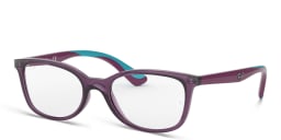 Shop Ray-Ban Junior Ferrari Kids Rectangle Eyeglasses in Transparent Violet online.
