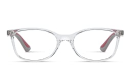 Shop Ray-Ban Junior Ferrari Kids Rectangle Eyeglasses in Transparent online.