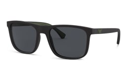 Shop Emporio Armani Square Sunglasses in Matte Black online.