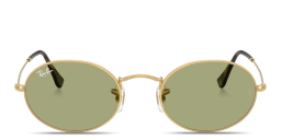 Shop Ray-Ban Oval Metal Summer Capsule Unisex Sunglasses in Gold/Bottle Green online.