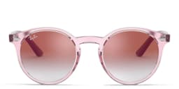Shop Ray-Ban Logo Kids Panthos Sunglasses in Transparent Pink/Gradient Red online.