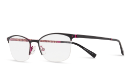 Shop Tempo Half-Rim Round Eyeglasses in Black online.