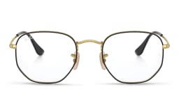 Shop Ray-Ban Hexagonal Optics Unisex Eyeglasses in Black On Gold online.