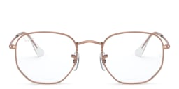 Shop Ray-Ban Unisex Hexagonal Irregular Eyeglasses in Rose Gold online.