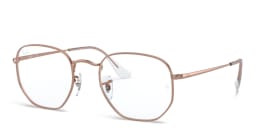 Shop Ray-Ban Unisex Hexagonal Irregular Eyeglasses in Rose Gold online.
